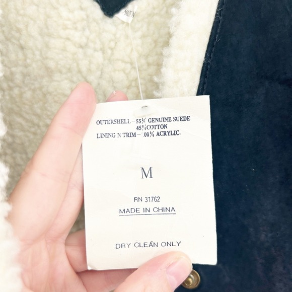 NWT I Am‎ Womens Vintage Genuine Suede Sherpa Lined Plaid Flannel Vest Size M - Picture 6 of 10